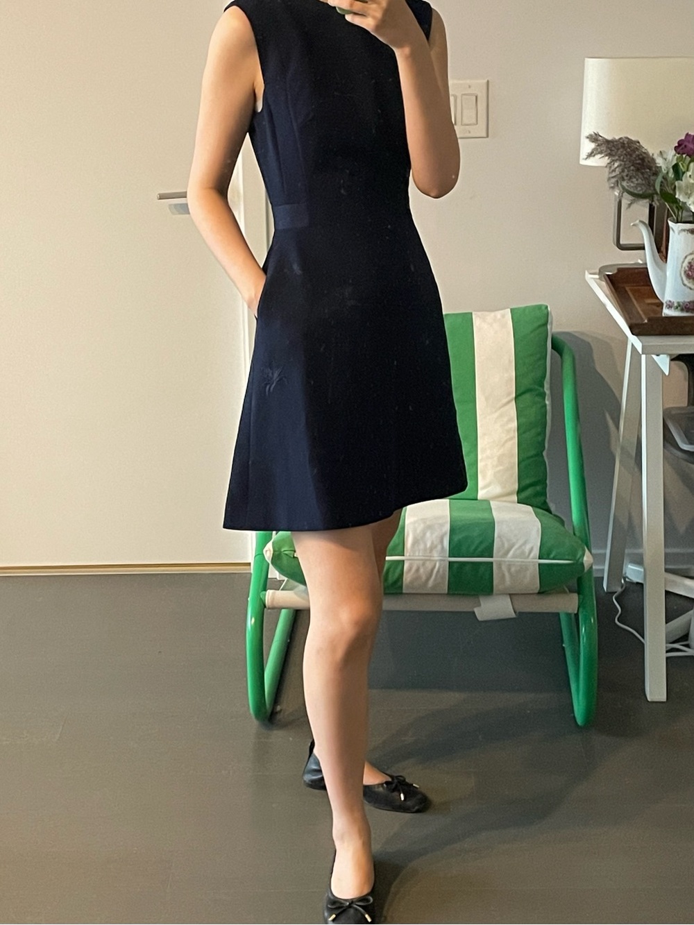 Ted Baker London Saahrad Embroidered Shift Dress Navy Blue Sleeveless